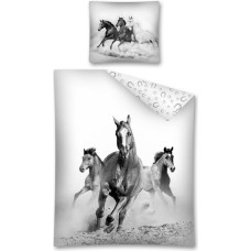 Kokvilnas gultas veļa 140x200 Horses Koń 3 2277 A 4504