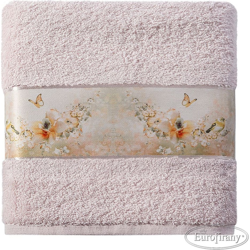 Atsperu dvielis 50x90 02 rozā ar aplikāciju 500 g/m2