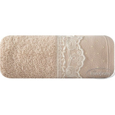 Mia dvielis 50x90 03 bēšs ar mežģīnēm 500 g/m2