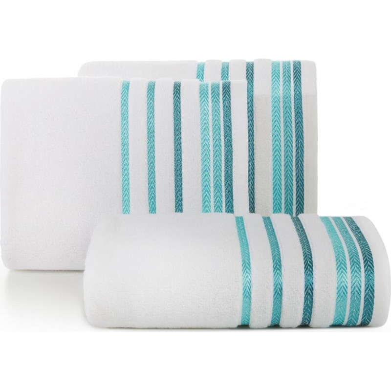 Livia dvielis 50x90 14 balts tirkīzs 500 g/m2