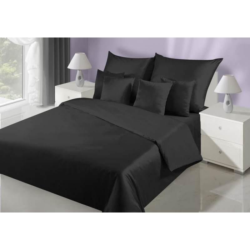 Satīna gultas veļa 200x220 Nova melna