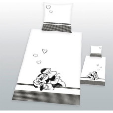 Kokvilnas gultas veļa 140x200 Mini Mouse 8662 Minnie balta spilvendrāna 70x90