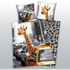 Kokvilnas gultas veļa 140x200 Giraffe NY 0688 New York City spilvendrāna 70x90