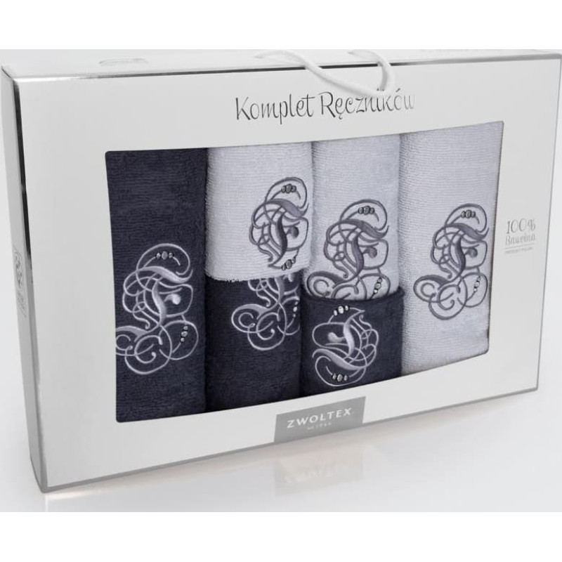 Dvieļu komplekts kastītē, 6gab Monogramma Tērauds, Grafīts