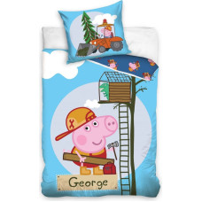 Kokvilnas gultas veļa 140x200 Peppa Pig celtnieks Džordžs ekskavators 8535