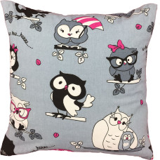 Kokvilnas spilvendrāna 40x40 1244E pelēkas pūces baltas melnas lietussargi rozā 19a