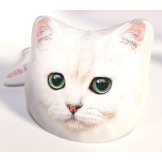 Dekoratīvs spilvens, mīksts kaķu kaķēns balts ar jaukām acīm B341 1501