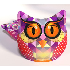 Dekoratīvs mīksts spilvens Pūce, krāsaini purpursarkani punktiņi B163