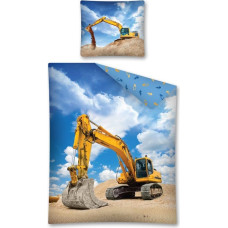 Kokvilnas gultas veļa 160x200 Ekskavators 0741 zilas debesis 2490 A