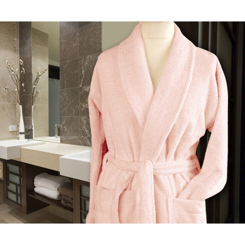 Cortina kokvilnas frotē peldmētelis M rozā