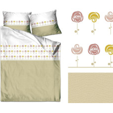Satīna gultasveļa 200x220 Beauty smilškrāsas ziedi Gold Line