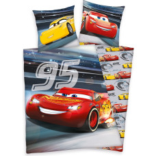 Kokvilnas gultas veļa 140x200 Cars Cars 9831 Lightning McQueen, spīdīga