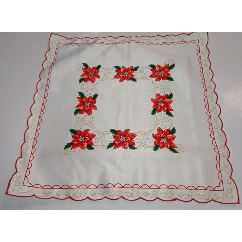 Traipu izturīga salvete 34x34 Ziemassvētku komplekts no 3 gab.Betlehemes zvaigzne Ziemassvētku balts sarkans