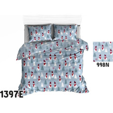 Kokvilnas gultasveļa 140x200 1397E pelēka Sniegavīri Ziemassvētku eglītes 998N