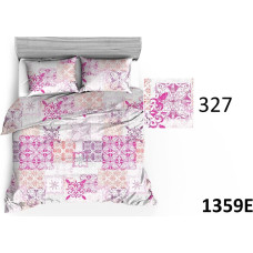 Kokvilnas gultasveļa 140x200 1359E balti ornamenti rozā violeta 327N