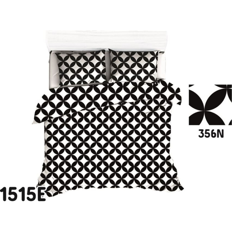 Kokvilnas spilvendrāna 50x60 1515E balts melns ģeometrisks 356N