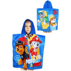 Pončo bērniem 55x110 Paw Patrol Paw 3157 Dog Brigade zēniem dvielis ar kapuci