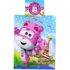 Kokvilnas gultas veļa 160x200 Super Wings 2292 Airplanes Robots krāsaina spilvendrāna 70x80