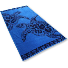 Decoking Pludmales dvielis 90x180 Navyturtle 0432 Blue bruņurupuči spirāles tumši zilas svītras