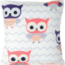 Dekoratīvā spilvendrāna 40x40 Owls zigzag Pūces rozā tērauds