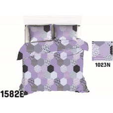 Kokvilnas gultas veļa 140x200 1582E sešstūri violets 1023N