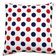 Kokvilnas spilvendrāna 50x60 1038E, sarkani tumši zili polka punktiņi, abpusēja