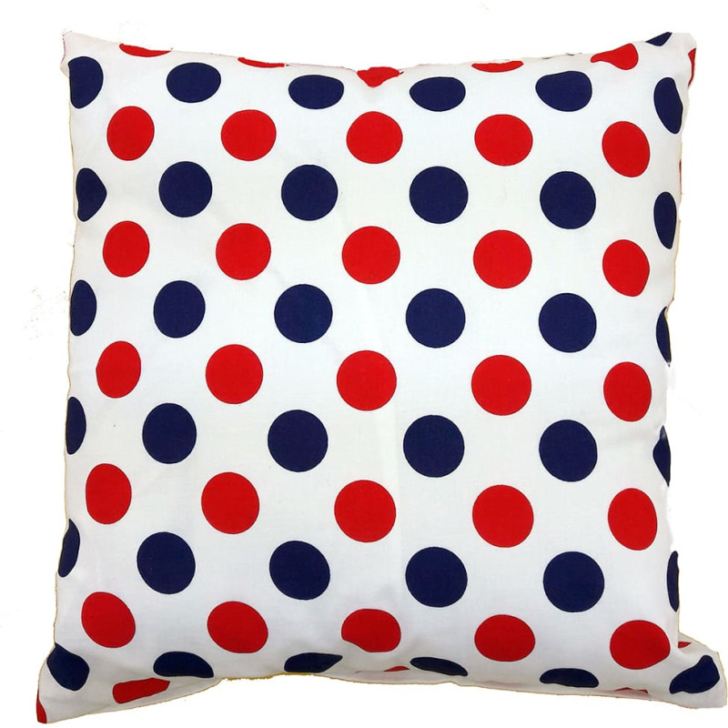Kokvilnas spilvendrāna 50x60 1038E, sarkani tumši zili polka punktiņi, abpusēja
