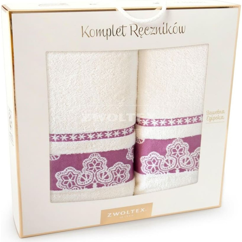 Dvieļu komplekts kastītē 2gb Luna 8481/k1-5722 ekrii rozā izšuvums 50x90 70x130