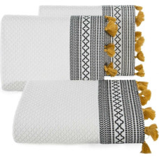 Noa dvielis 70x140 krēms, zelta pomponi, pušķi, raksti 450g/m2