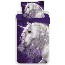 Kokvilnas gultas veļa 140x200 Unicorn 0616 Unicorn violeta spilvendrāna 70x90