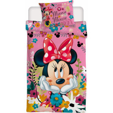 Bērnu gultas veļa 140x200 Mini Mouse 9917 Minnie Mouse ziedu spilvendrāna 70x90