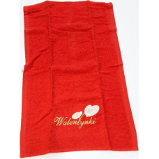 Mazais dvielis 30x50 ar izšuvumu, sarkans, Valentīndiena, zema cena, izpārdošana