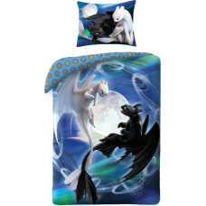 Kokvilnas gultas veļa 140x200 Dragons 1980 Kā apmācīt savu pūķi zilā spilvendrāna 70x90