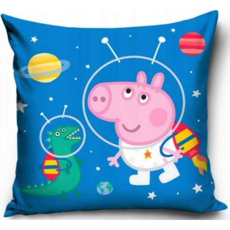 Bērnu spilvens 40x40 Peppa Pig space 0617 Džordža dinozauru planētas