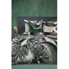 Satīna gultas veļa 220x200 Etta zaļa violeta