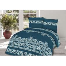 Satīna gultas veļa 140x200 Ornaments smaragda tirkīza tumšs 1476/1 Satynlove