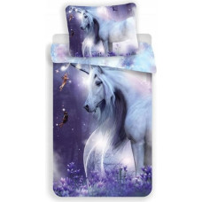 Gultas veļa spīd tumsā 100x135 Vienradzis kokvilnas zirgu ponijs violets 4621 spilvendrāna 40x60 lavandas lauks
