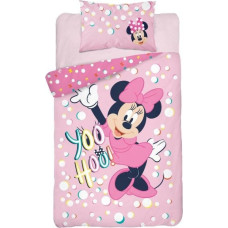 Kokvilnas gultas veļa 100x135 Mini Minnie Mouse ar apļiem, punktiem, rozā un baltā krāsā 0182