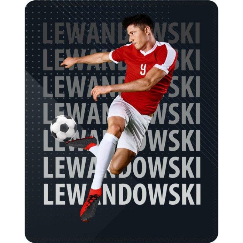 Flīsa sega 120x150 Lewandowski Robert futbolists futbola fanam melns sarkans 3410