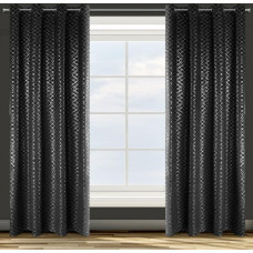 Aizkars 140x250 Moly melns sudraba samts gatavs ar cilpām