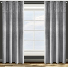 Aizkars 140x250 Suzi sudraba velūrs gatavs ar cilpām Eurocurtains