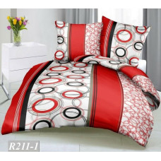 Mizas pakaiši 200x220 R-211/1 apļi sarkani melni aizdarāmi ar pogām 100% kokvilna
