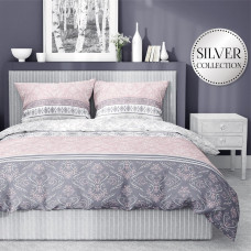 Satīna gultas veļa 160x200 3639 B Glamour pelēki rozā austrumu ornamenti Sākums Satīns 2