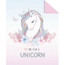 Holandes jauniešu gultas pārklājs 170x210 K 33 Unicorn Unicorn rozā pelēks divpusējs poniju zirgs dekoratīvs gultai stepēts 1897.g.