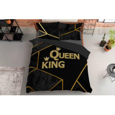 Kokvilnas gultas veļa 160x200 3892 A King and Queen melnais zelts Holand Home 3