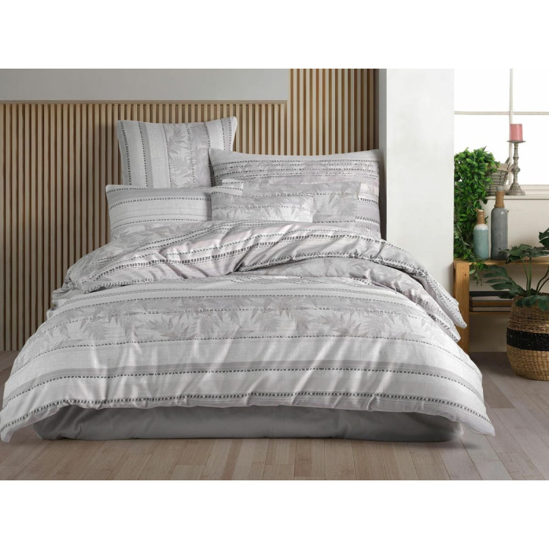 Kokvilnas gultas veļa 160x200 Alandra pelēkas svītras lapas Cottonlove Exclusive 4