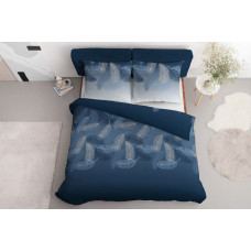 Satīna gultasveļa 160x200 tumši zilas gaišas spalvas 3781 B Home Satin 77