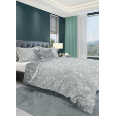 Kokvilnas gultasveļa 220x200 grafīta pelēki zari ziedi 007 Fashion 2 spilvendrānas 70x80