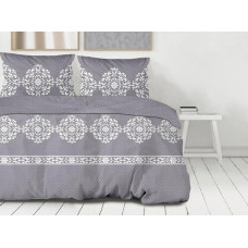 Kokvilnas gultasveļa 140x200 Amore Popiela pelēki un balti ornamenti