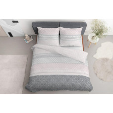 Satīna gultas veļa 220x200 3988 A pulveris rozā pelēka ģeometrija Home Satin 78